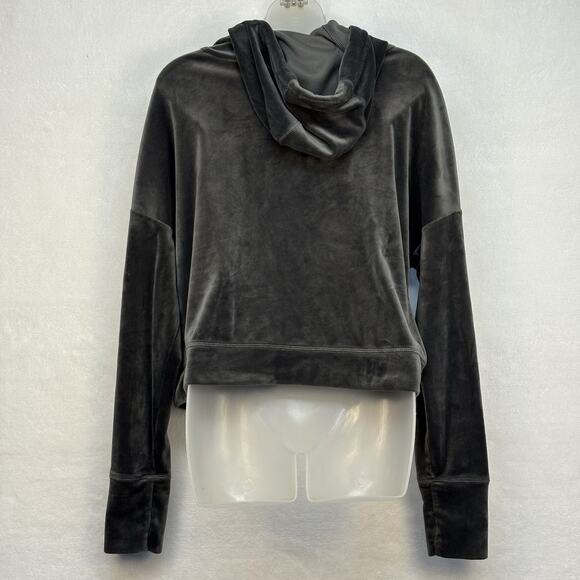 OFFLINE Aerie After Party Velour Oversized Crop Hoodie Sweatshirt Gray Size M - Picture 3 of 13